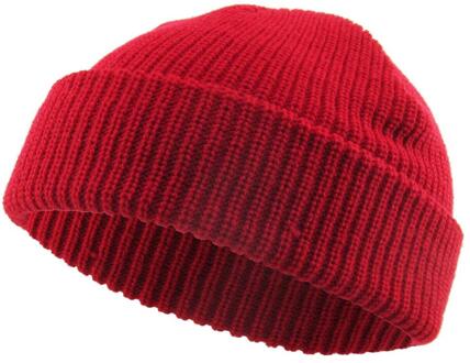 Brimless Hoeden Hip Hop Beanie Skullcap Straat Gebreide Hoed Vrouwen Mannen Acryl Unisex Casual Solid Pompoen Draagbare Meloen Cap rood wijn