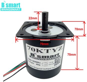 Bringsmart Alle Metal Gear Ac 220V Miniatuur Motor Lage Snelheid 2.5-110 Rpm Grote Kracht Motorreductor Omgekeerd cw/Ccw 70 Ktyz 220v 2.5rpm