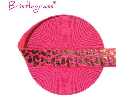 Bristlegrass 5 Yard 5/8 "15Mm Gold Leopard Folie Print Vouw Over Elastische Foe Spandex Band Haar Band Hoofdband diy Tutu Jurk Naaien Virtual roze