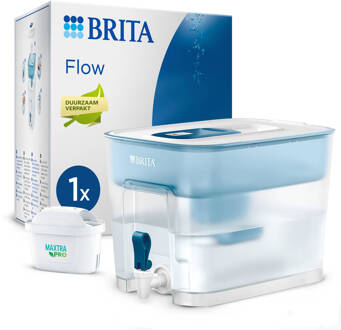 BRITA Flow Waterfilterkan en Dispenser Blauw 8.2L - 1 MAXTRA PRO AIO Filter - Duurzaam Verpakt