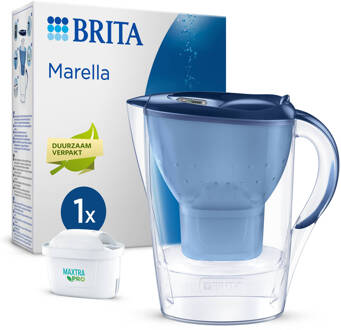 BRITA Marella Waterfilterkan Blauw 2.4L - met 1 MAXTRA PRO AIO Filter - Duurzaam verpakt