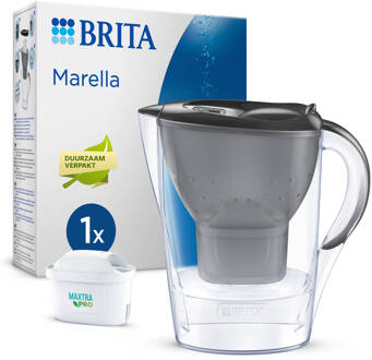 BRITA Marella Waterfilterkan Grijs 2.4L - met 1 MAXTRA PRO AIO Filter - Duurzaam verpakt