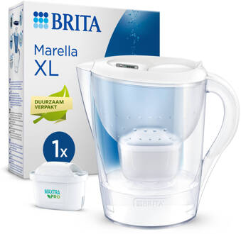 BRITA Marella XL Waterfilterkan Wit 3.5L - met 1 MAXTRA PRO AIO Filter - Duurzaam verpakt