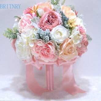 BRITNRY Roze Bruidsmeisje Bruiloft Bruid Boeket Romantische Bruiloft Boeket Bloem Bruiden Bruiloft Accessoires Real Foto 'S