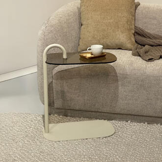 Brix Laptoptafel 'Amy' Glas en staal, kleur Beige