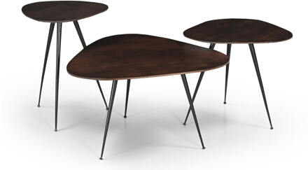 Brix Salontafel Brix Loua Brown set of 3 - Mangohout Bruin