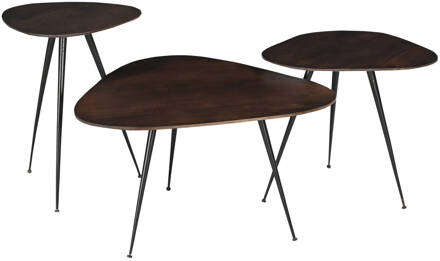 Brix Salontafel Brix Loua Brown set of 3 - Mangohout Bruin