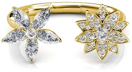 Broederlijke Bloei Ring - Goud en Kristal - O