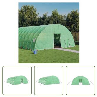 Broeikas 10x6x2.85m - Groen - Polyethyleen (PE) en Gegalvaniseerd Staal - 140 g/m² PE Dichtheid - Met