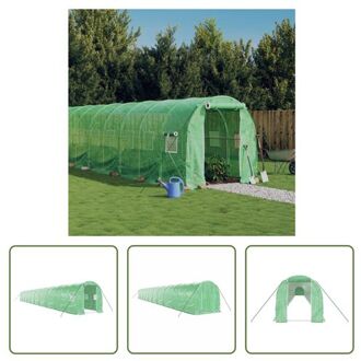 broeikas 20x2x2m - PE en gegalvaniseerd staal - 140 g/m² - groen