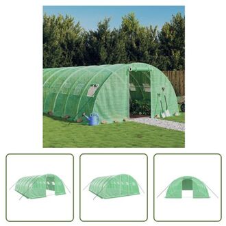 Broeikas - 6x4x2m - Groen - PE en gegalvaniseerd staal - 140 g/m² - Met 2 ritsen - Montage vereist