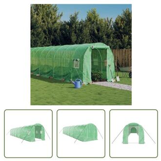 Broeikas - Groen PE en Gegalvaniseerd Staal - 12 x 2 x 2 m - Met 2 Ritsen