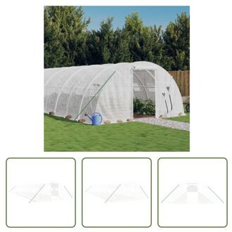 broeikas - PE en gegalvaniseerd staal - 14 x 4 x 2 m - wit - 140 g/m² PE dichtheid