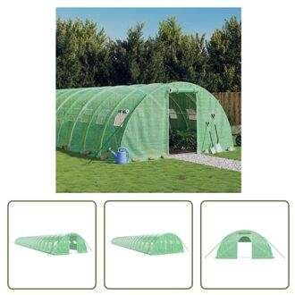 Broeikas - XXL - Groen - PE + Gegalvaniseerd Staal - 24 x 4 x 2 m - 140 g/m² PE densiteit - Met