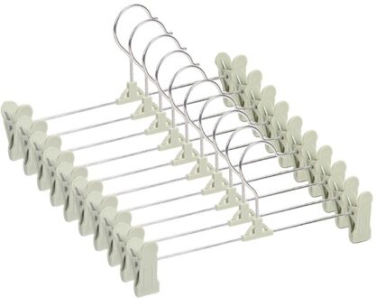 Broek Hangers, 10 Pack Rok Hangers Met Aanpassing Plastic Grip Broek Hangers N7MD groen