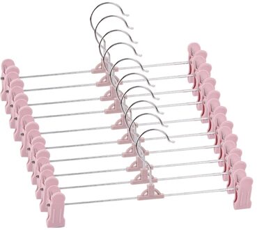 Broek Hangers, 10 Pack Rok Hangers Met Aanpassing Plastic Grip Broek Hangers N7MD Roze