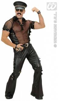 Broek lederlook met sluitingen Zwart