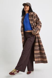 Broek Met Gemengde Strepen En Wijde Pijpen, Chocolate - 36