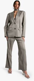 Broek Met Op Maat Gemaakte Naaddetail En Rechte Pijp, Taupe - 44