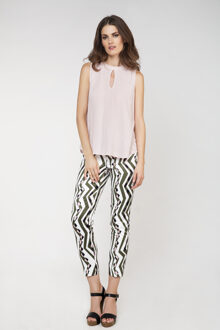 Broek met pasvormen en print van Conquista Fashion Olijf - EU 38 / UK 10