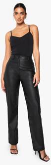 Broek Met Rechte Pijpen In Lederen Look, Black - 36