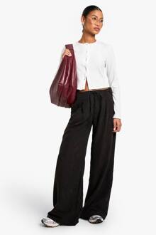 Broek Met Trekkoord En Wijde Pijpen, Black - 38