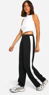 Broek Met Wijde Pijp En Zijstrepen, Black - 40