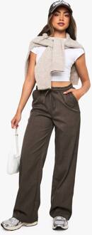 Broek Met Wijde Pijpen, Geweven, Met Trekkoord-Taille, Charcoal - 40