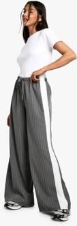 Broek Met Wijde Pijpen, Pinstripe En Taille Met Trekkoord, Grey - 36