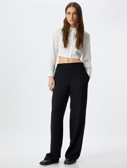 BROEKEN Hoge taille Recht Broek Zwart