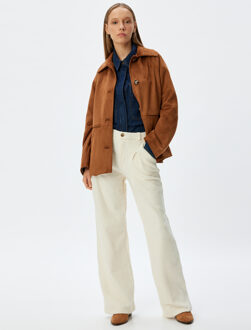 BROEKEN Hoge taille Tweed Broek Ecru