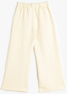 BROEKEN Normale taille Brede pijpen Broek Ecru