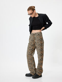 BROEKEN Normale taille Recht Broek Luipaard