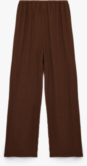 BROEKEN Wijde Broek met Ceintuur en Krinkelstof Bruin