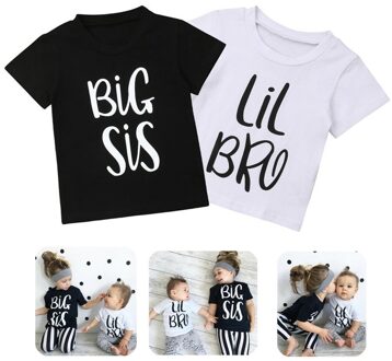 Broertje Grote Zus Kids Baby Meisje Jongen Katoenen T-shirt Zomer Korte Mouw Twins Bijpassende Outfit Tops Leuk Overhemd Kleding groot Sis 4 To 5 T
