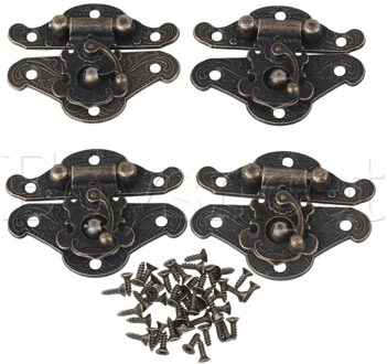 Brons Antieke Koffer Jewelry Box Kluwen Klink 38x29mm Set van 4