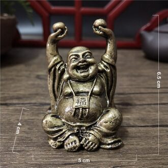 Brons Kleur Lucky Lachende Boeddha Standbeeld Ornamenten Hars Chinese Feng Shui Maitreya Boeddha Sculptuur Beeldjes Woondecoratie
