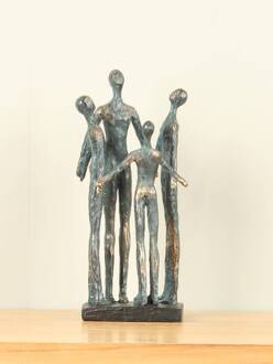 Brons look symbolisch beeldje Kring familie 2 kinderen, 30 cm