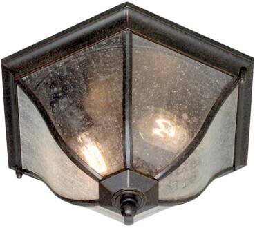Bronskleurige buiten plafondlamp New England brons, helder
