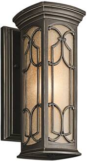 Bronskleurige buitenwandlamp Franceasi klassiek brons, amber