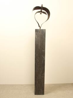 Bronzen beeld 2 vogels boven elkaar, 34 cm