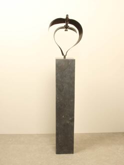 Bronzen beeld 2 vogels boven elkaar, 34 cm