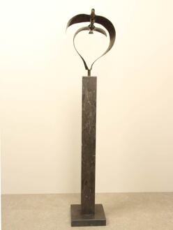 Bronzen beeld 2 vogels boven elkaar, 34 cm