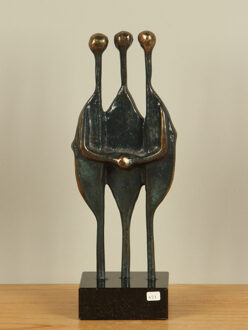 Bronzen beeld Samenwerking, 17 cm