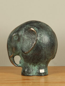 Bronzen sculptuur olifant, 14 cm