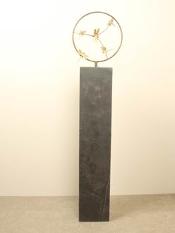 Bronzen sculptuur ring met 5 messing libellen, Ø 32 cm