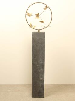 Bronzen sculptuur ring met 5 messing vlinders, Ø 32 cm