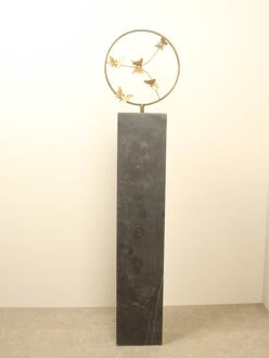 Bronzen sculptuur ring met 5 messing vlinders, Ø 32 cm