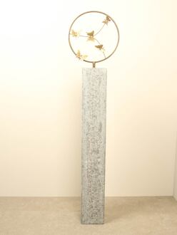 Bronzen sculptuur ring met 5 messing vlinders, Ø 32 cm