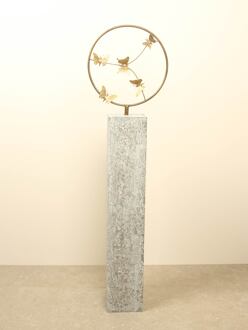 Bronzen sculptuur ring met 5 messing vlinders, Ø 32 cm